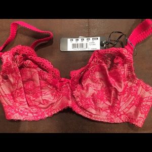 Red lace Fantasie plunge bra 30E
